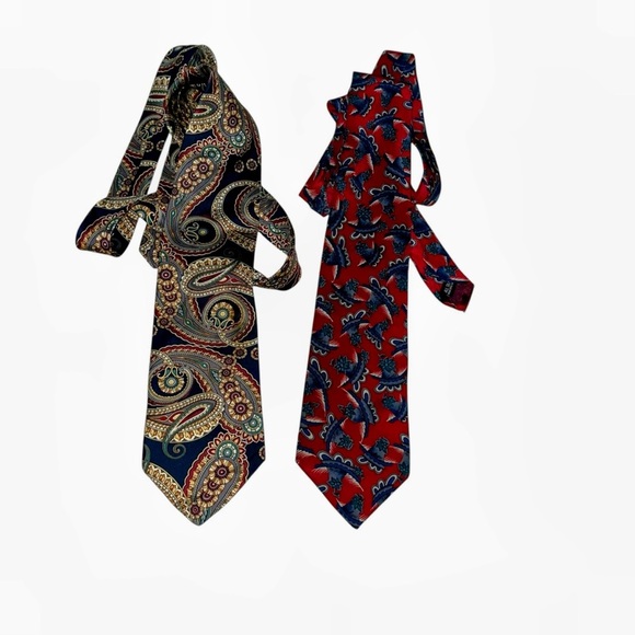 Christian Dior Made in USA  Paisley Floral silk Ties lot vintage - Picture 1 of 5